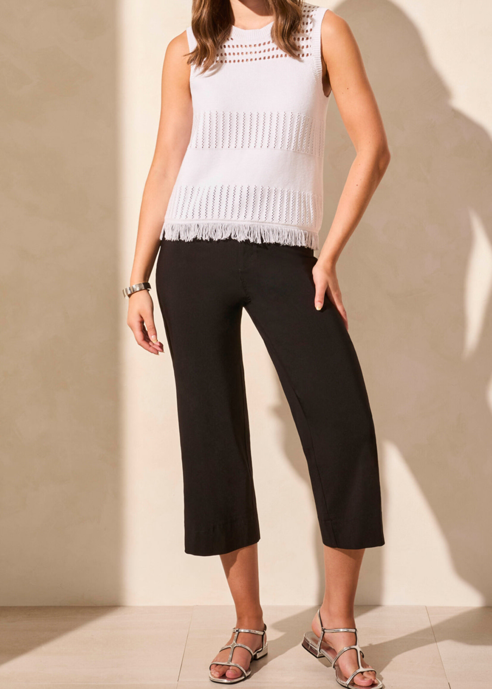 Tribal Knit Fringe Hem Sleeveless Top
