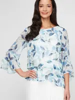 Alex evening Tripe Tier Bell Sleeve Blouse