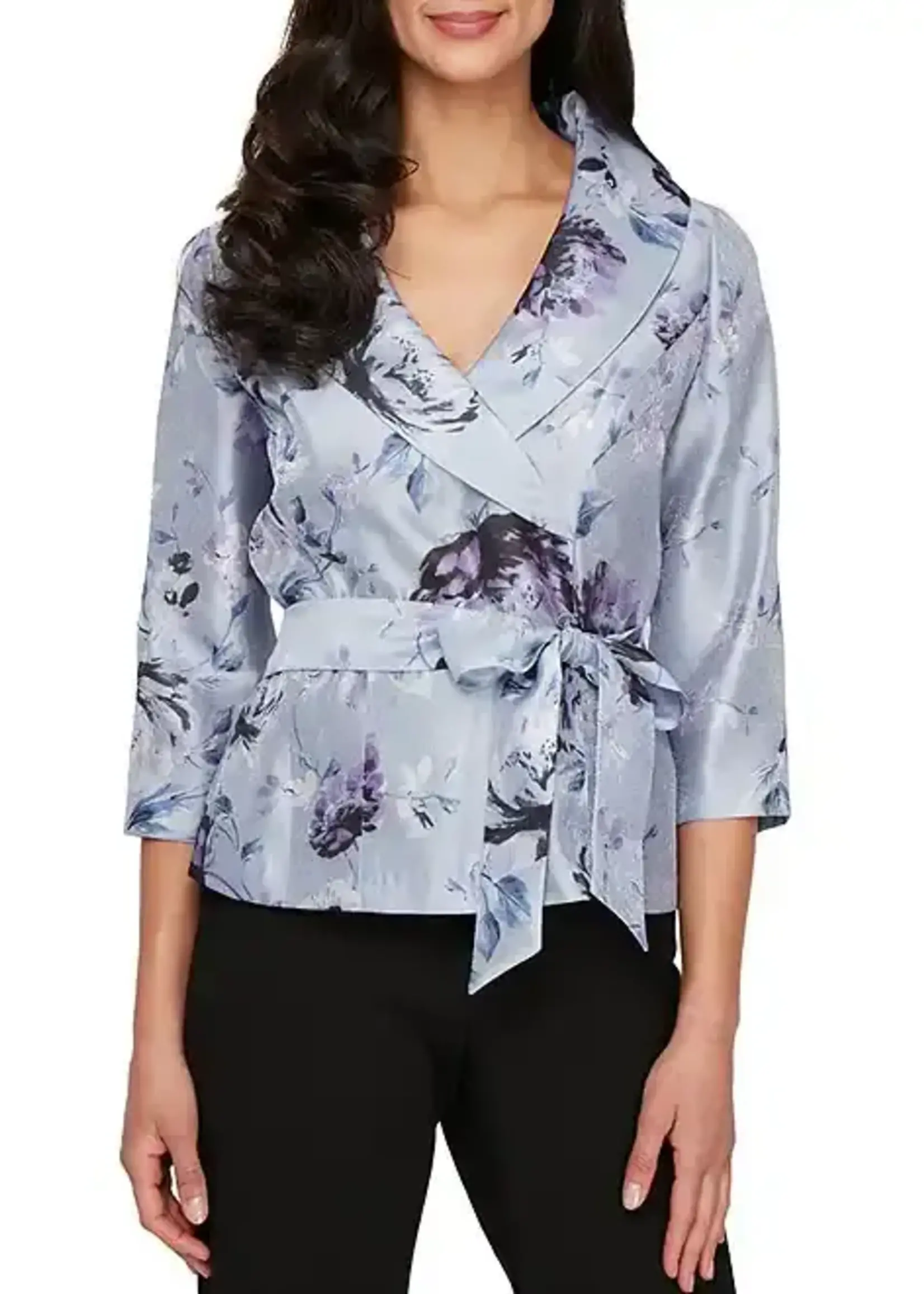 Alex evening Floral Print Organza Blouse