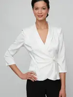 Alex evening Collared Blouse w/ Decorative Button