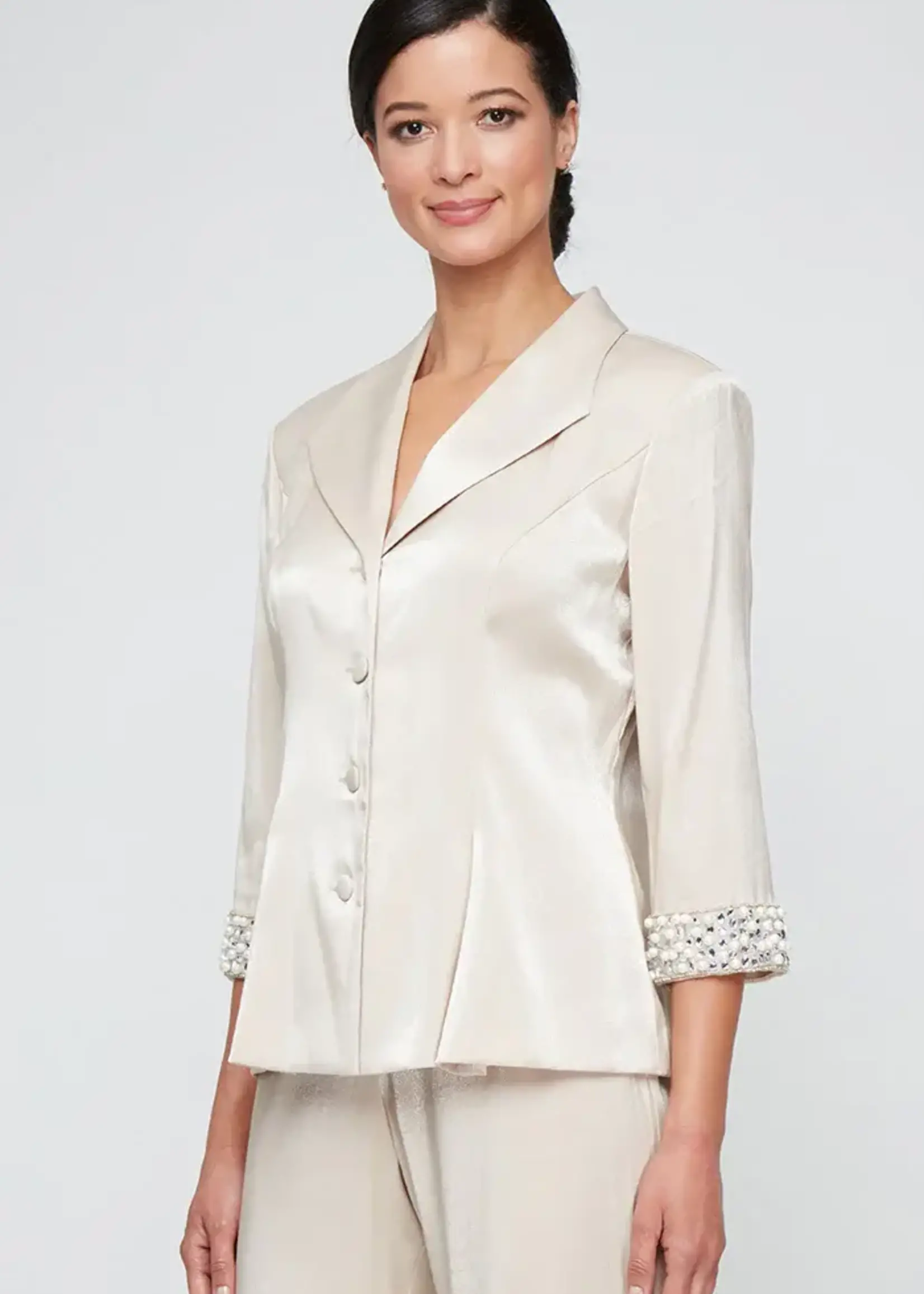 Alex evening Shimmer Beaded Cuff Blouse