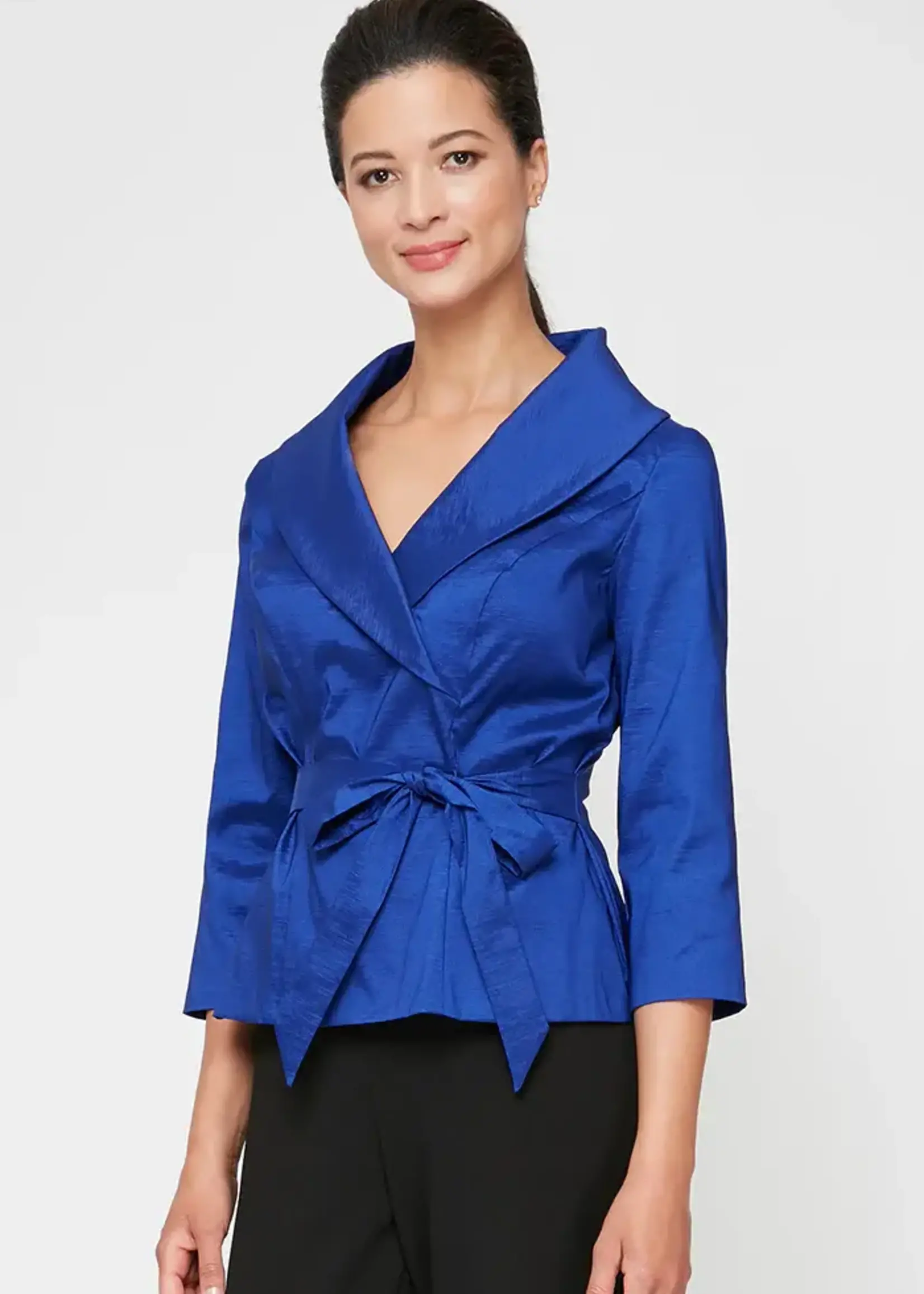 Alex evening Tie- Waist Taffeta Blouse