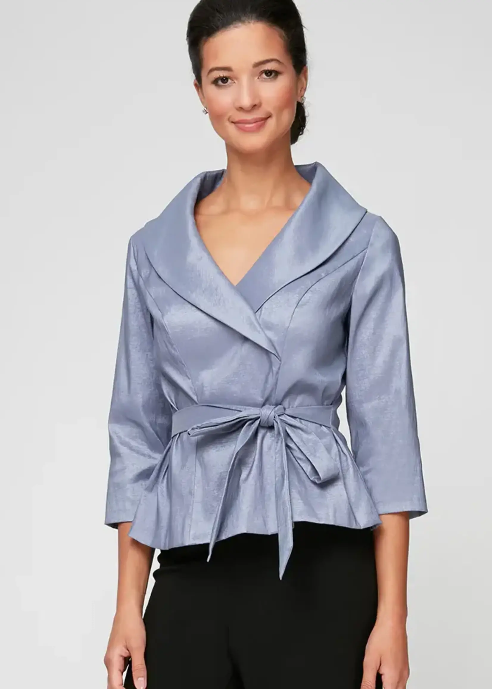 Alex evening Tie- Waist Taffeta Blouse