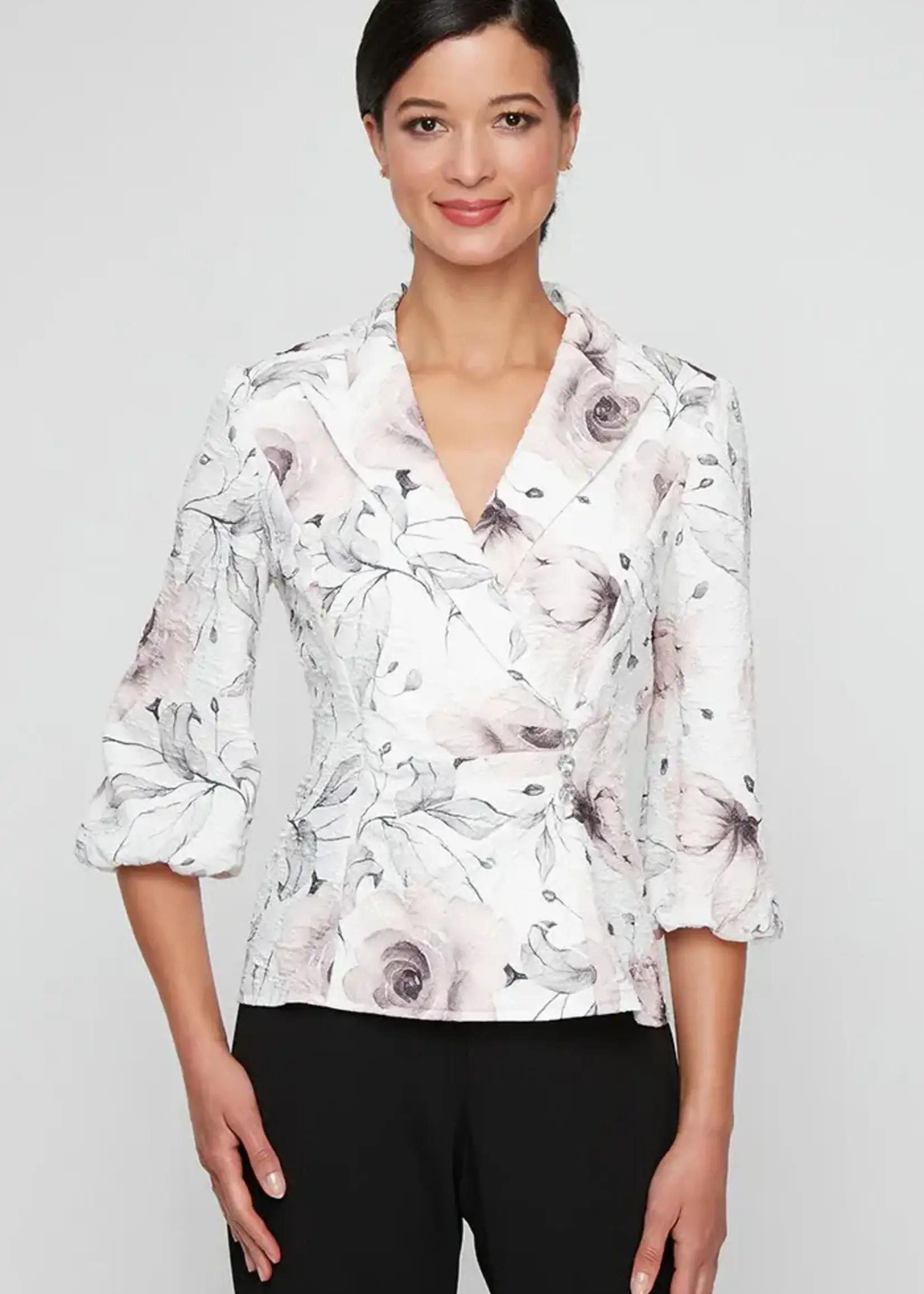 Alex evening Printed Jacquard Knit Blouse