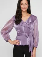 Alex evening Portrait Collar Shimmer Blouse