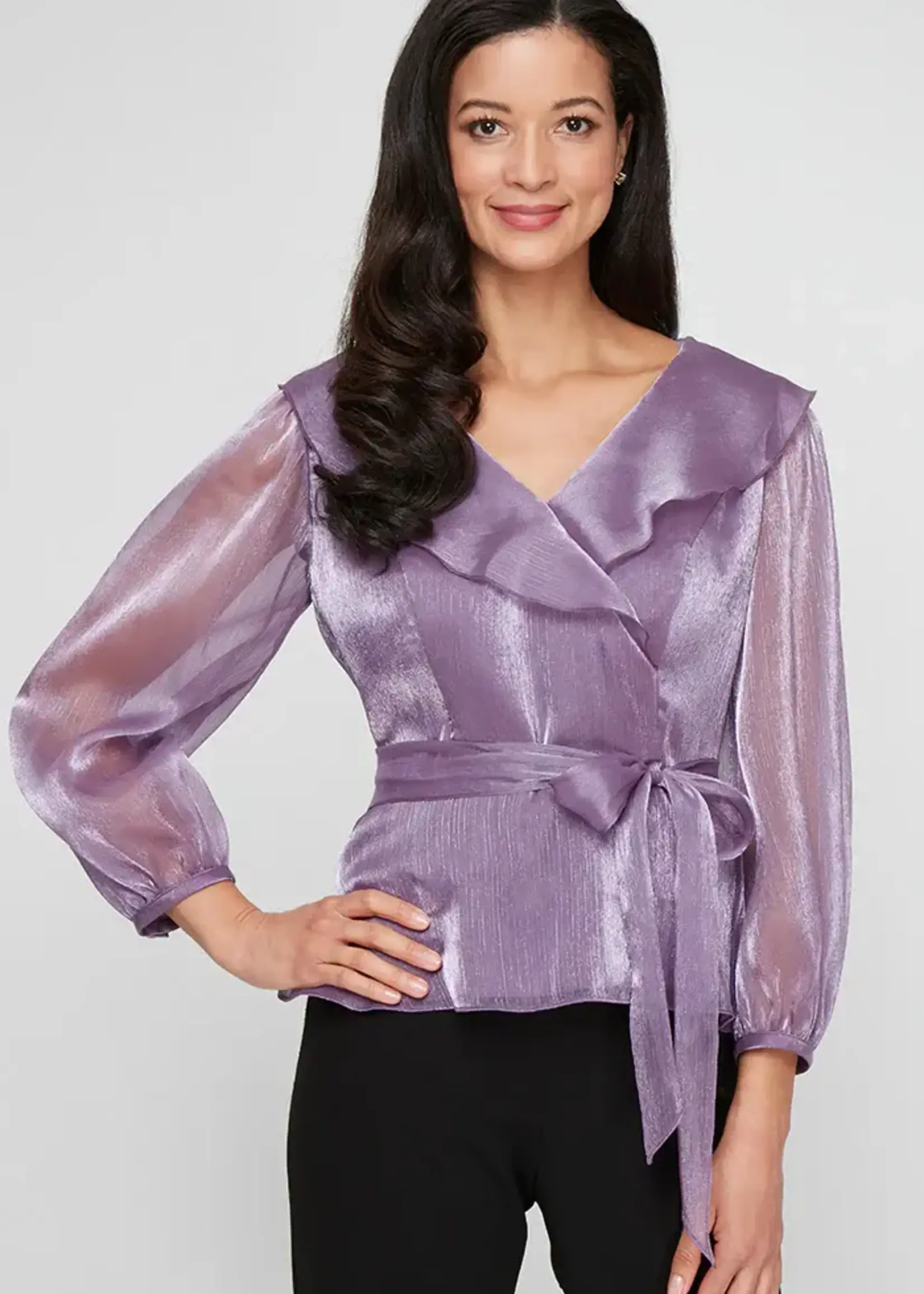 Alex evening Portrait Collar Shimmer Blouse