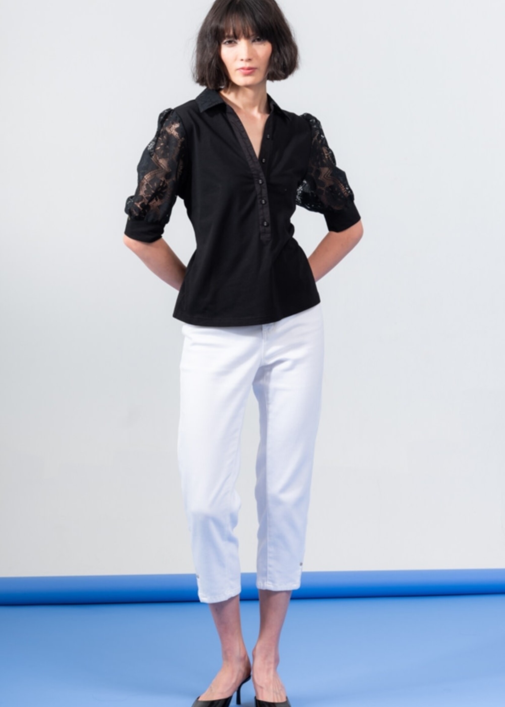 Elena Wang Lace Sleeve Box Top