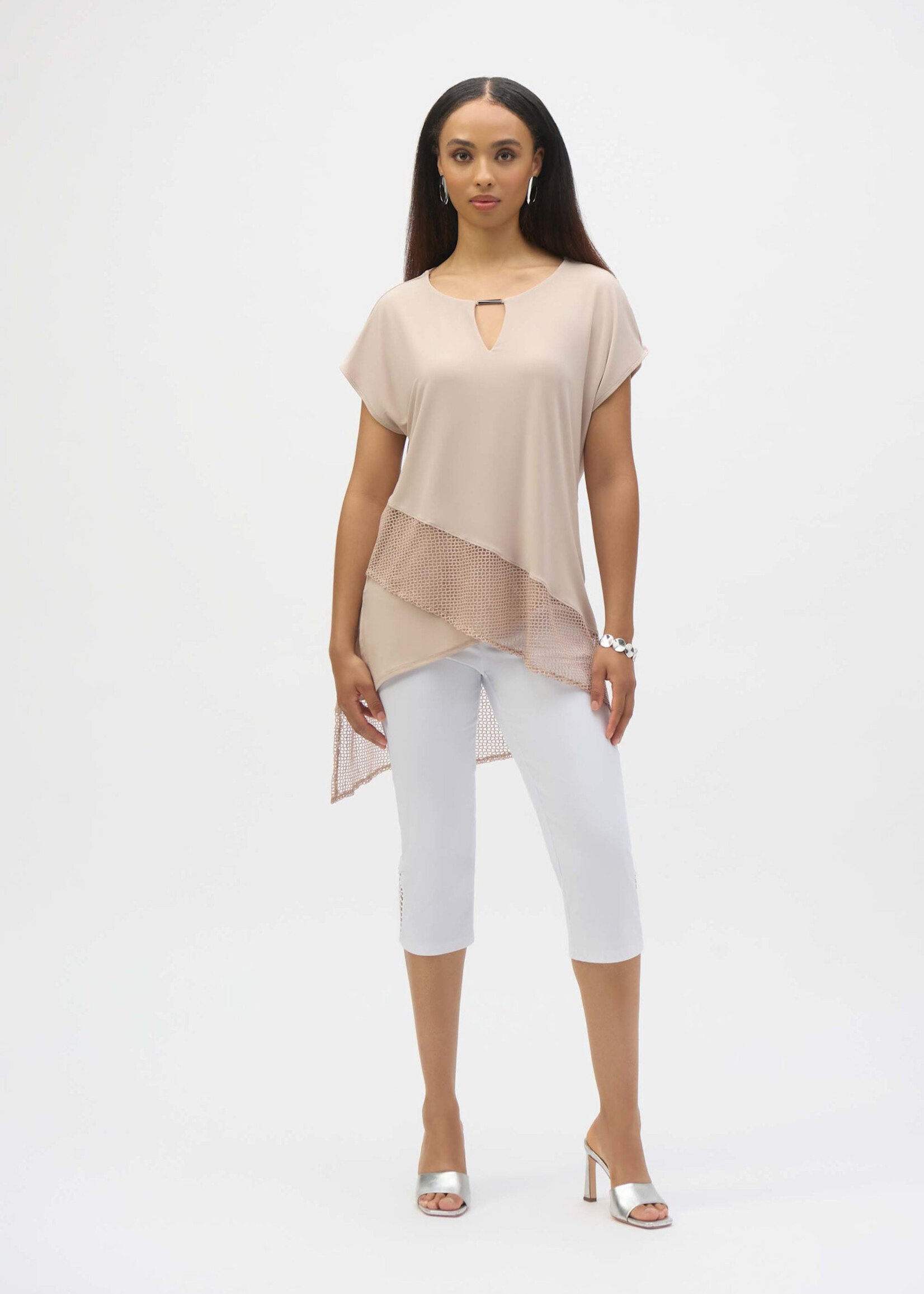 Joseph Ribkoff Asymmetrical hem v-neck