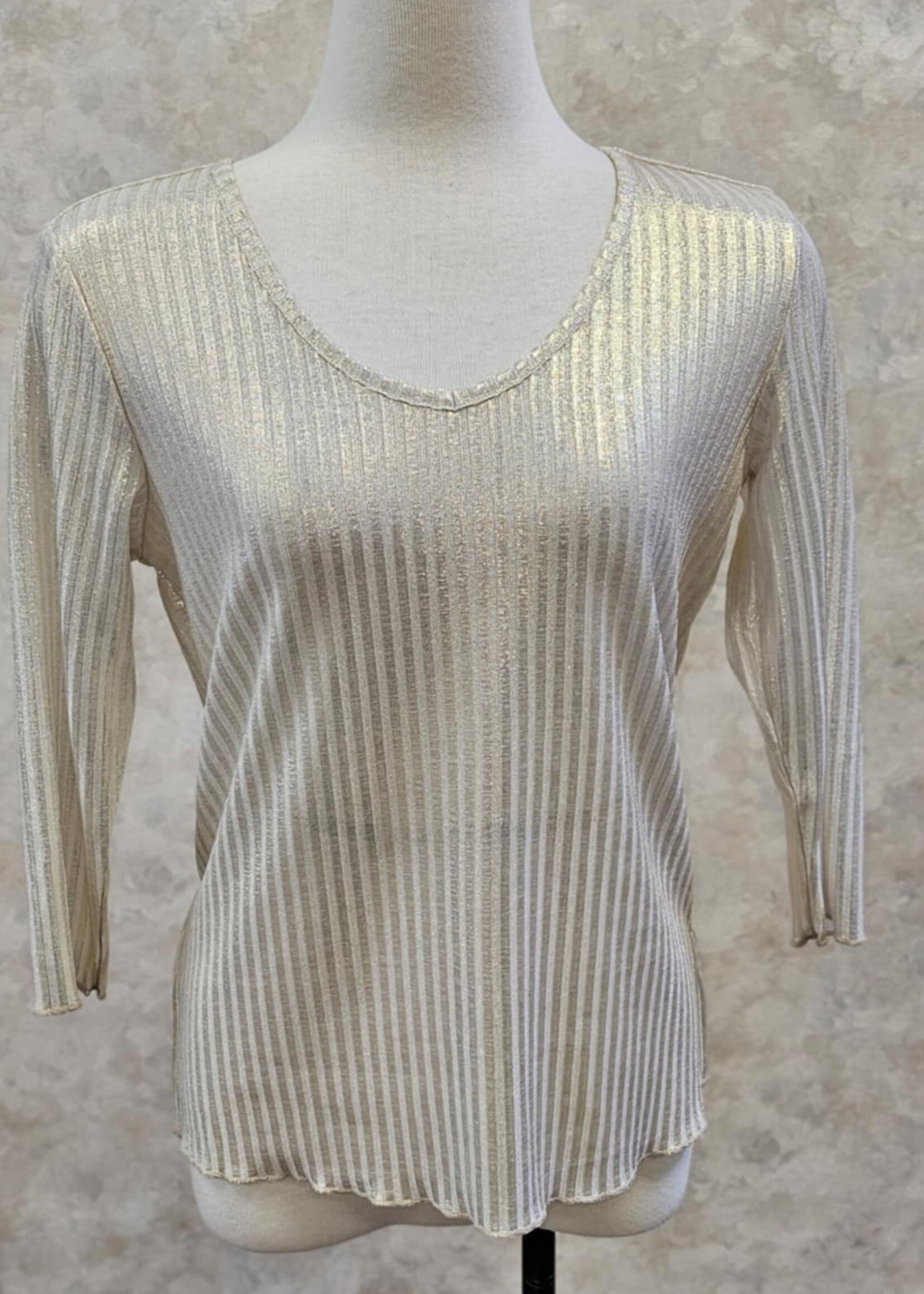 I.N.S.I.G.H.T 3/4 Sleeve Metallic Shine Top