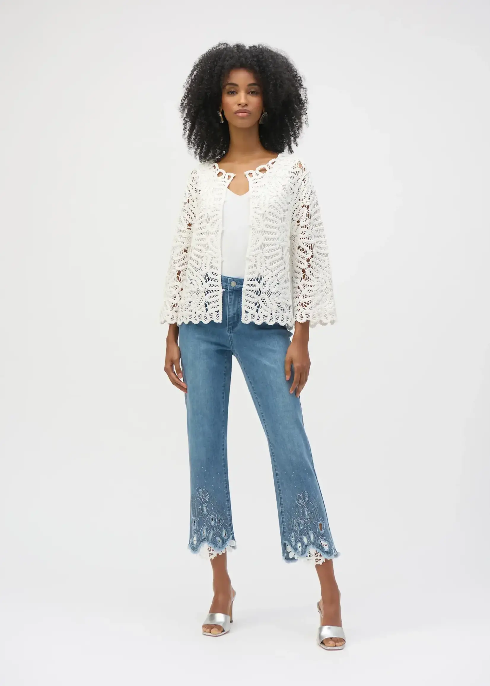 Joseph Ribkoff High-Waisted Lace Embellished Jean
