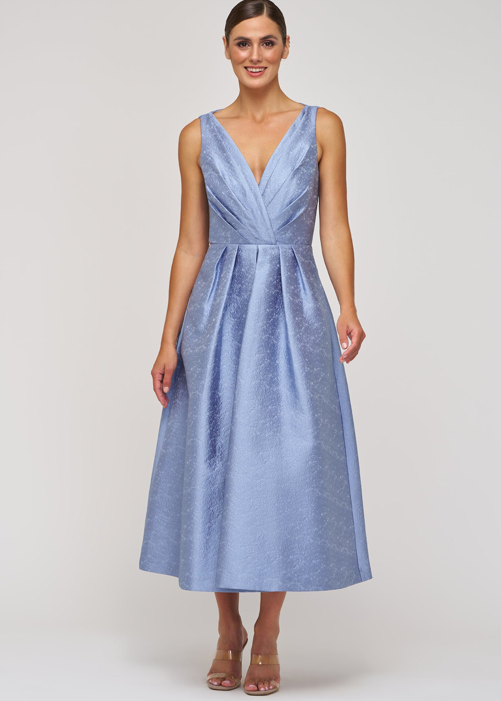 Kay Unger Pleated Surplice Bodice Olivia Dress