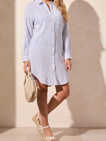 Tribal Rolled Button Front Blouse Dress