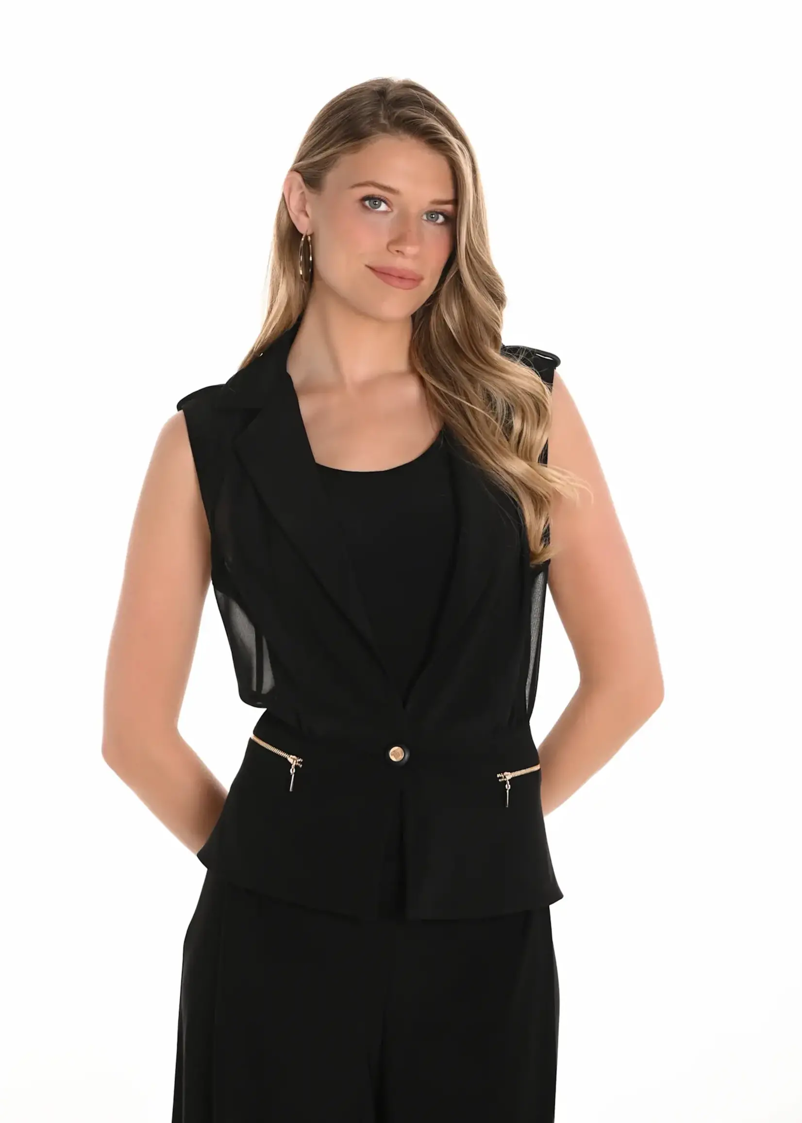 Frank Lyman Mesh Back Gold Detail Vest