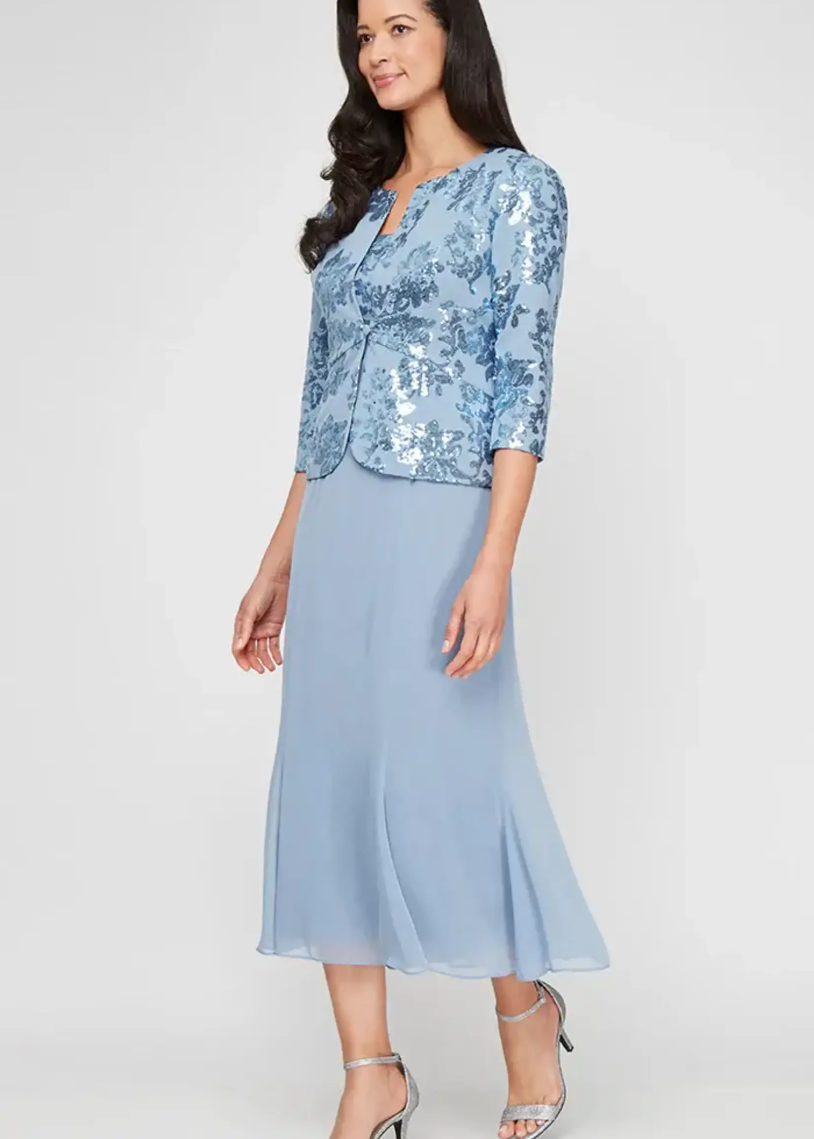 Alex evening Sequin Mock Jkt w/ Chiffon Skirt