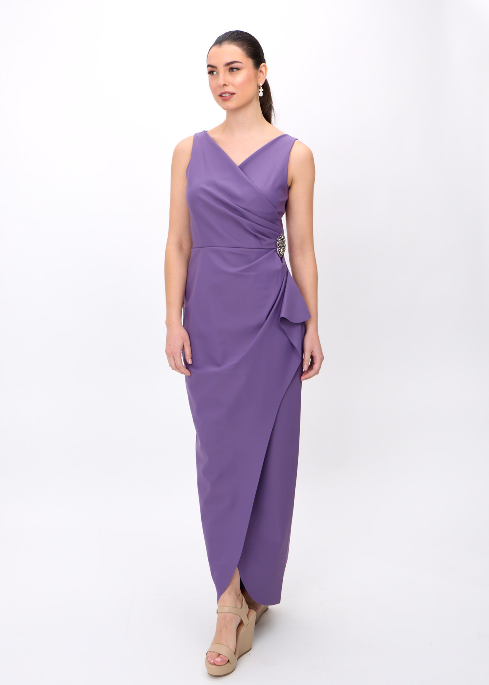Alex evening Compression Sheath Cascade Detail Gown