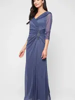 Alex evening Portrait Collar Embellished Ruch Dress