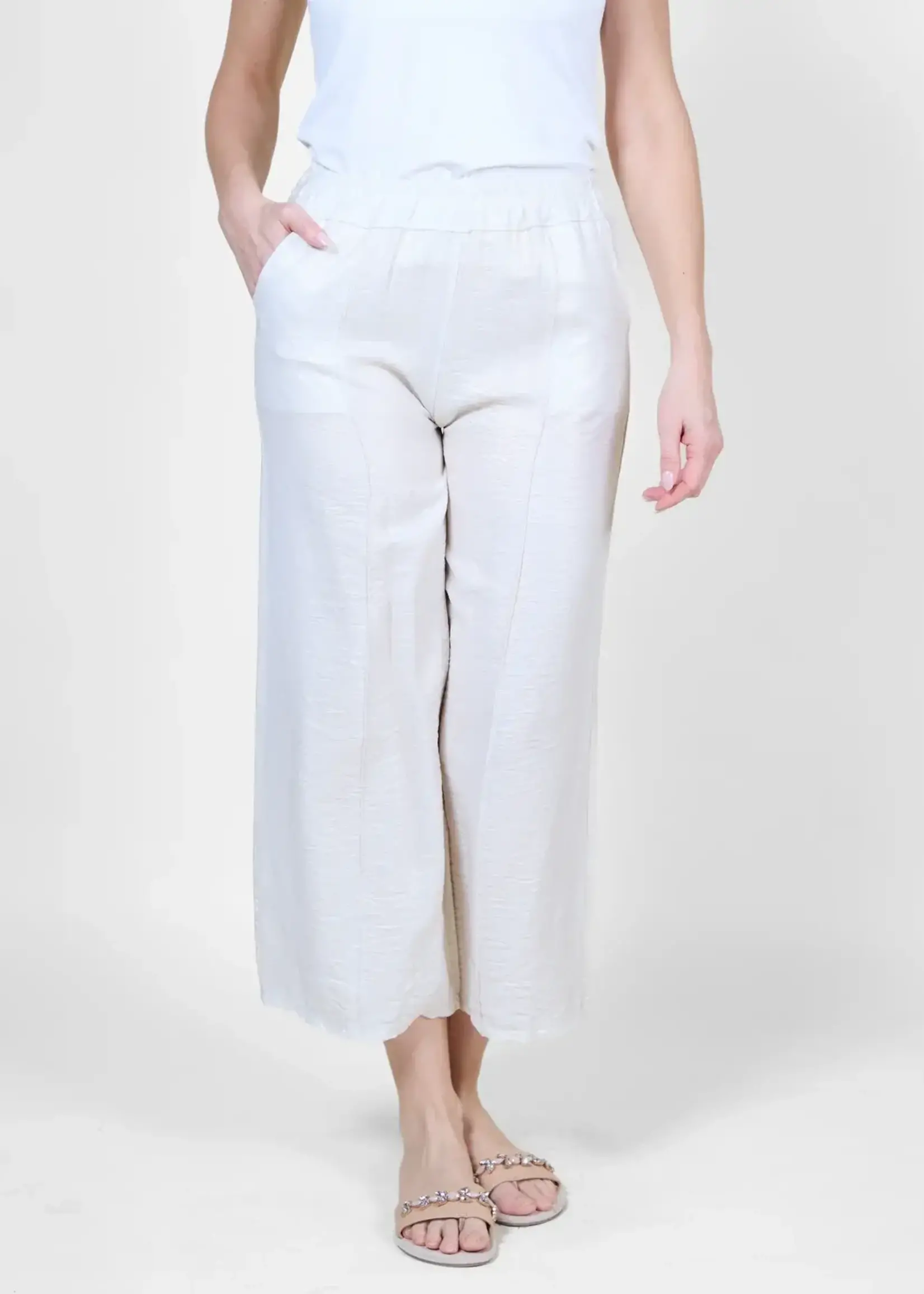 Angela Mara Crop Metalic Wide Leg Pant
