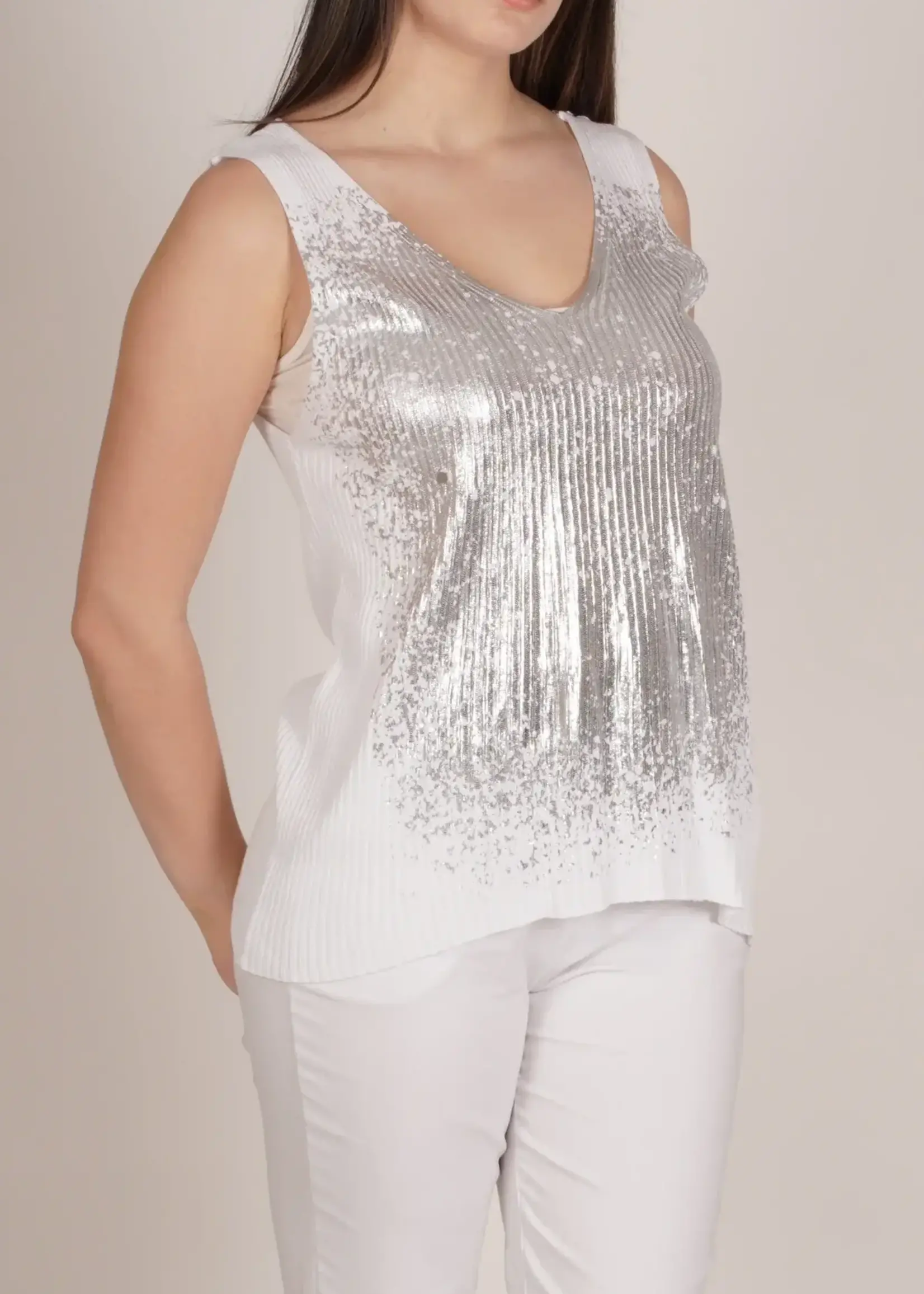 Angela Mara Foil Detail Tank Top