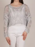 Angela Mara Open Knit Lurex Sweater