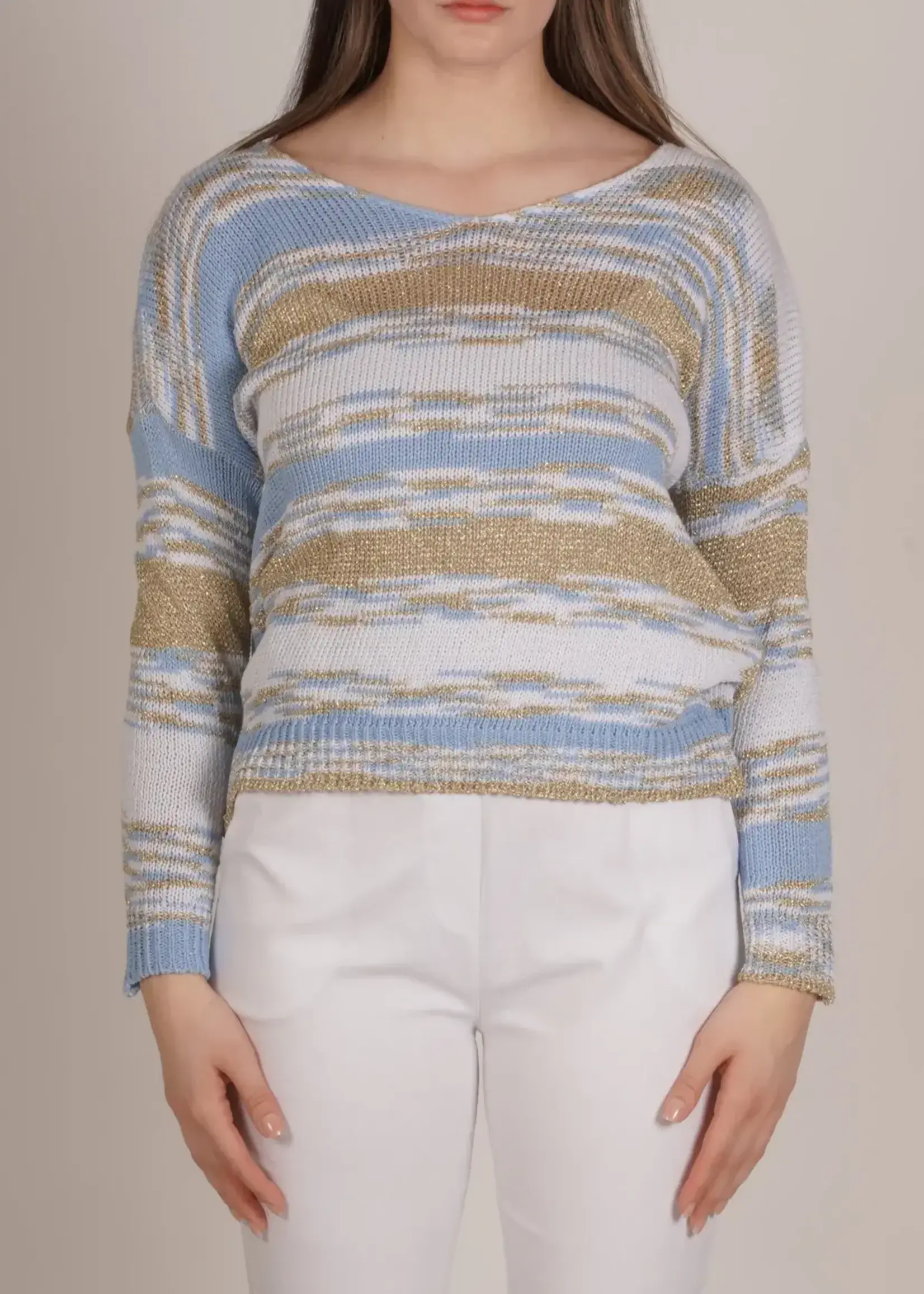 Angela Mara Marble V-Neck Top