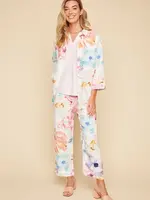 Angela Mara Floral Linen Blouse