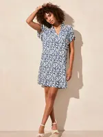 Tribal Ruffle Notch Neck Dress