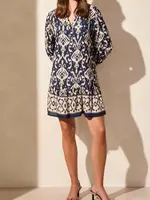 Tribal Printed 3/4 Frill Hem Dress