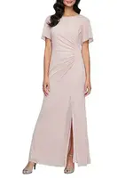 SLNY Embellished Shoulder Glitter Dress