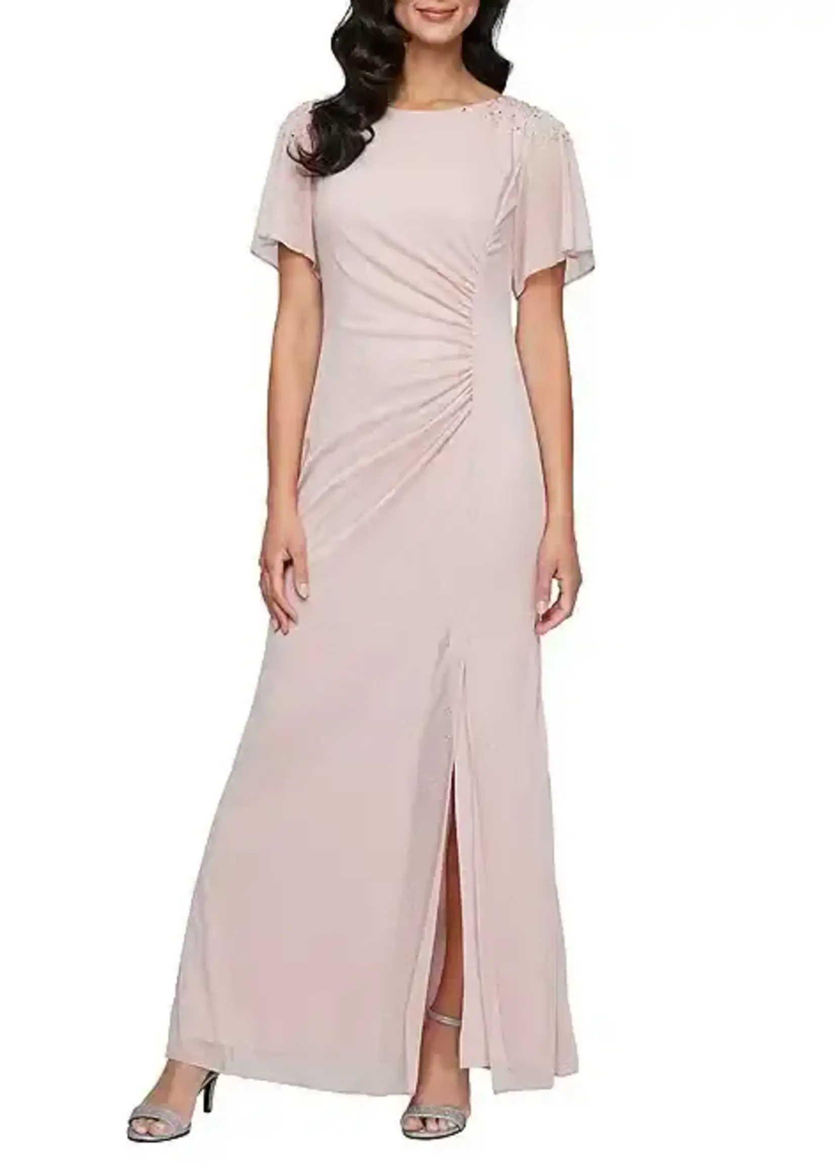 SLNY Embellished Shoulder Glitter Dress