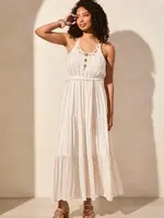 Tribal Metallic Stripe Beaded Detail Dress