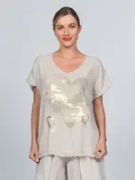 Palo Tricot Fringe Metallic Heart T-Shirt