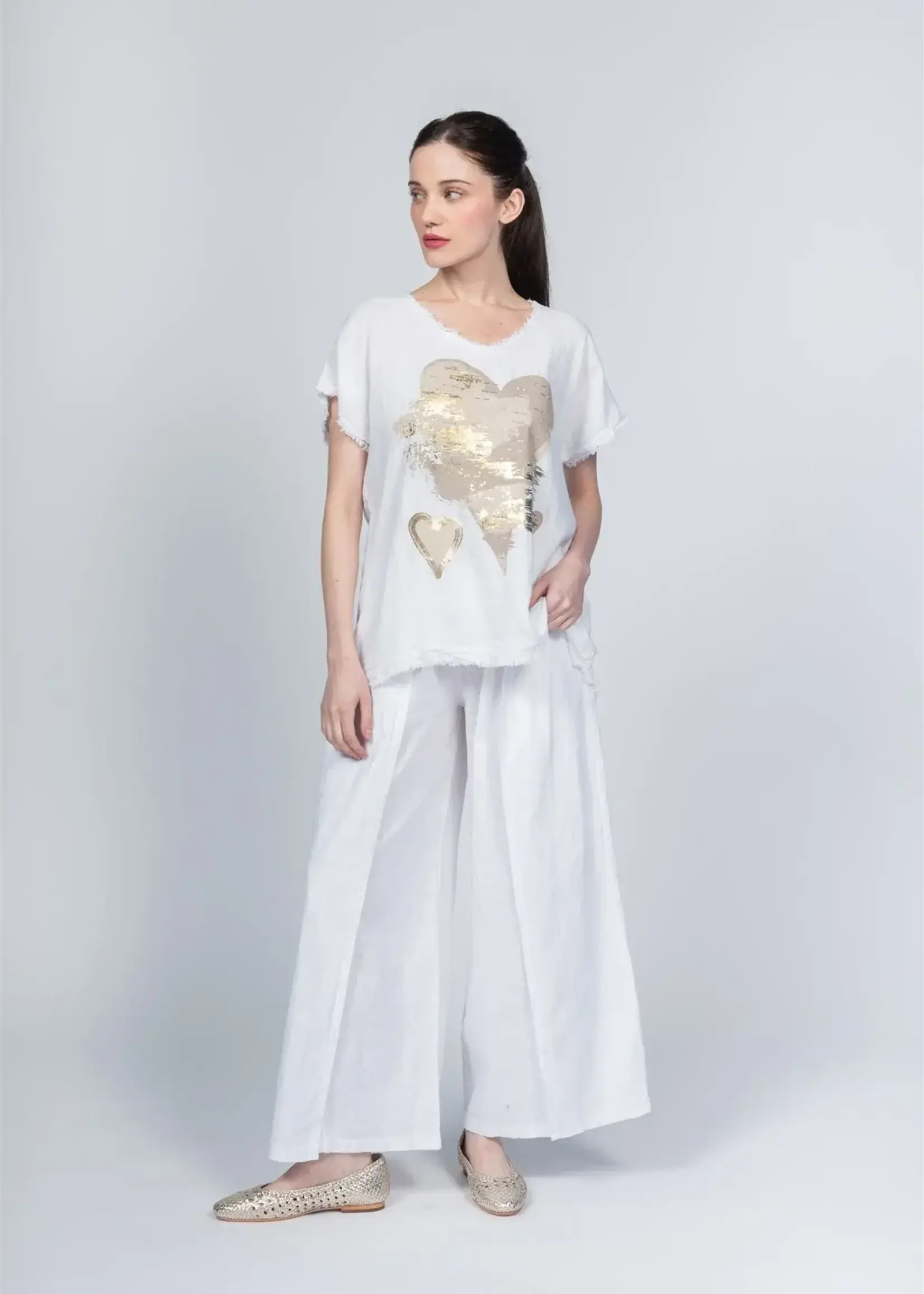 Palo Tricot Fringe Metallic Heart T-Shirt