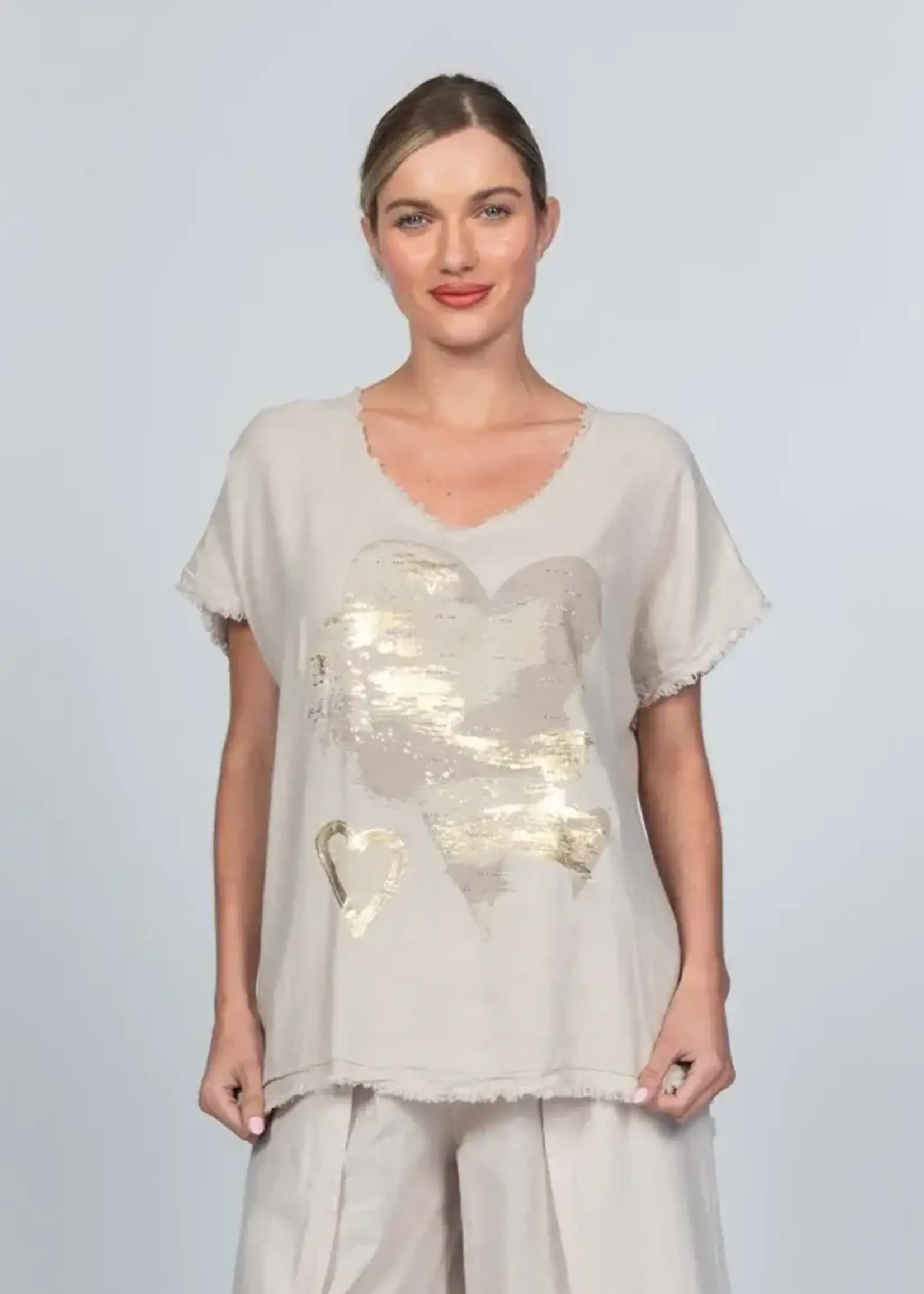 Palo Tricot Fringe Metallic Heart T-Shirt
