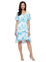 SLNY Chiffon Floral Tiered Dress