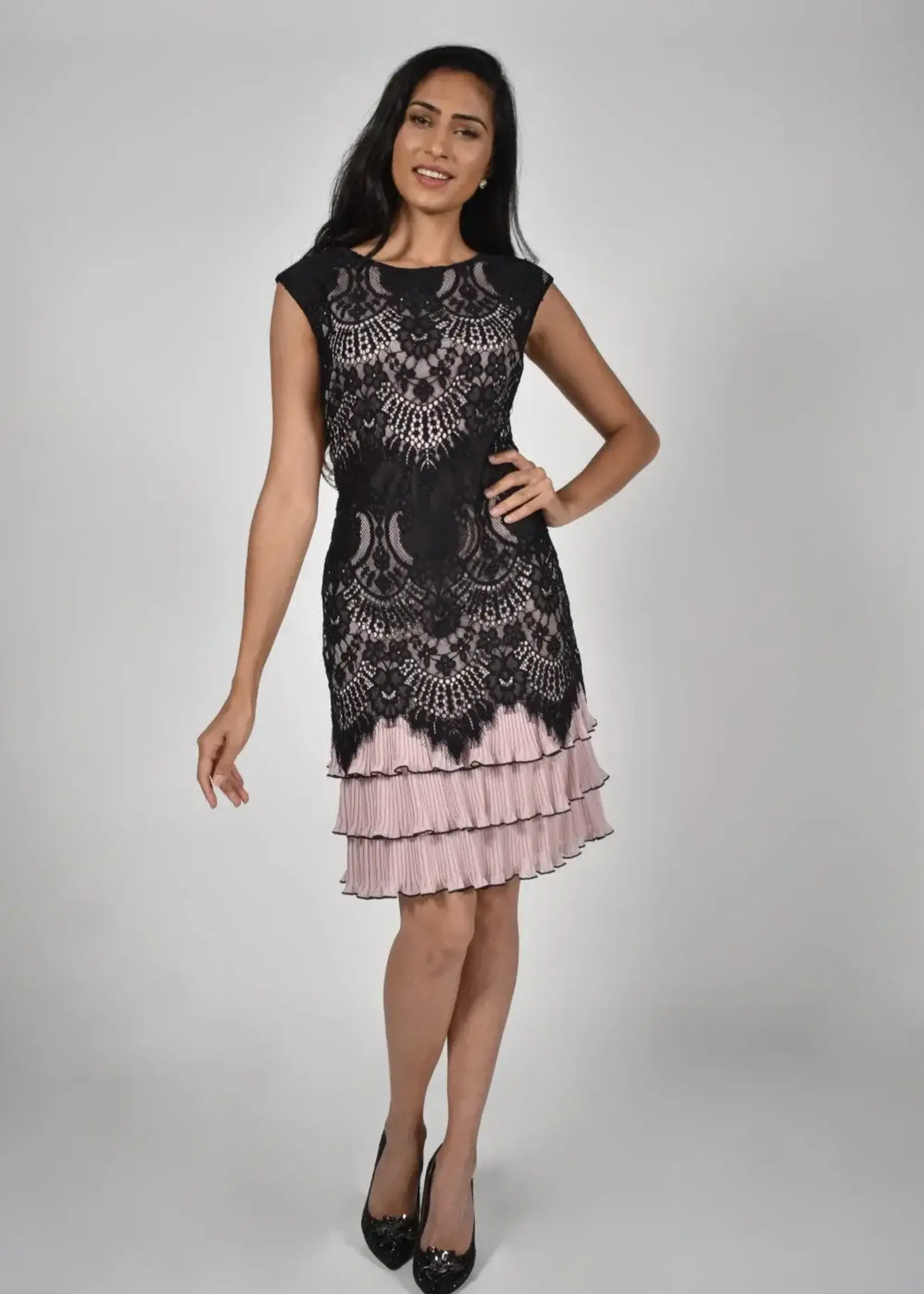 Frank Lyman Lace bodice tiered dress