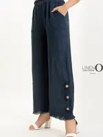 Linen Luv French Linen Pant w/ Button Detail