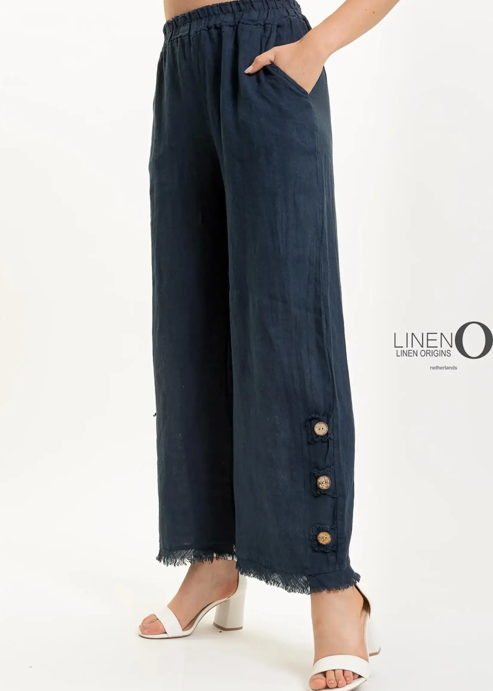 Linen Luv French Linen Pant w/ Button Detail