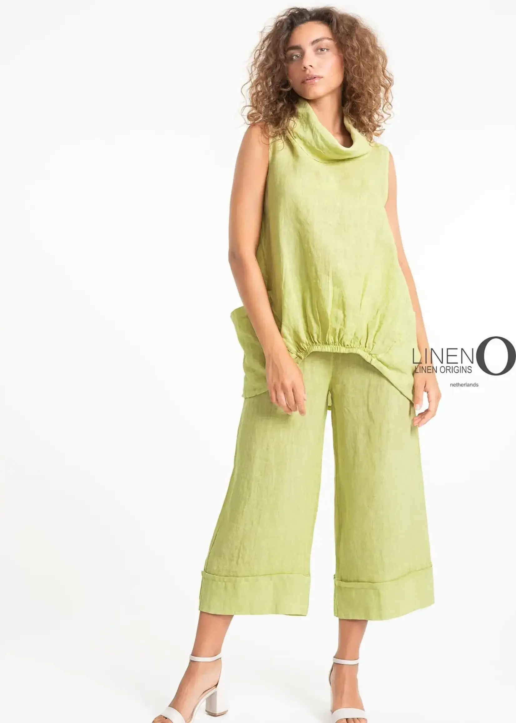 Linen Luv Sleeveless Linen Cowl Neck Top