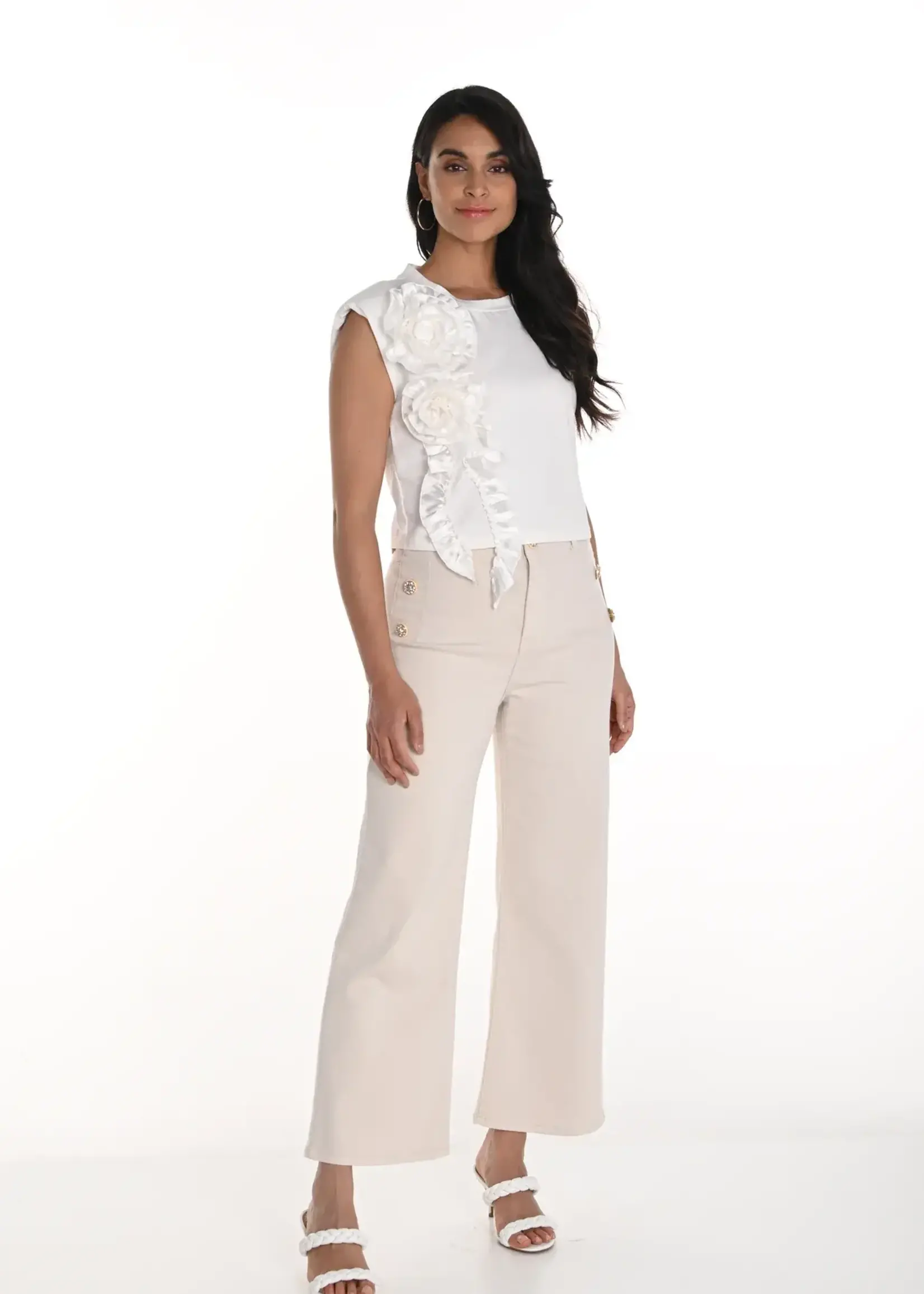 Frank Lyman Chic Embellished Button Detail Jean
