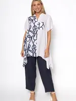Linen Luv One Side Print Button Blouse