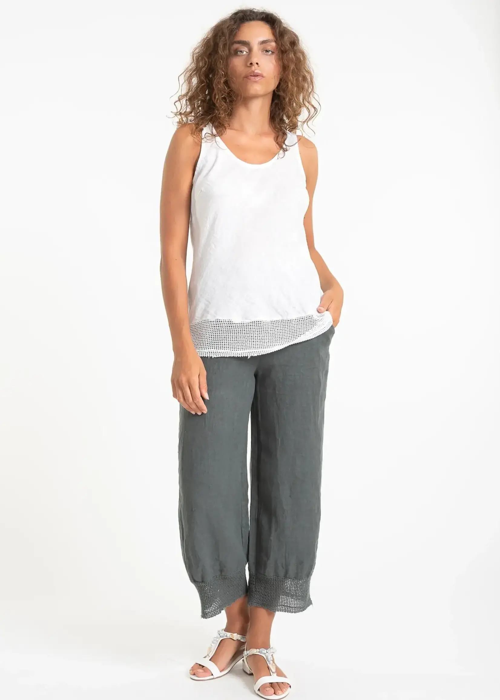 Linen Luv French Linen Mesh Hem Tank