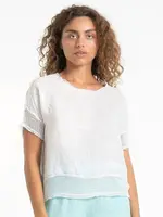 Linen Luv Raw Edge Mesh Trim T-shirt