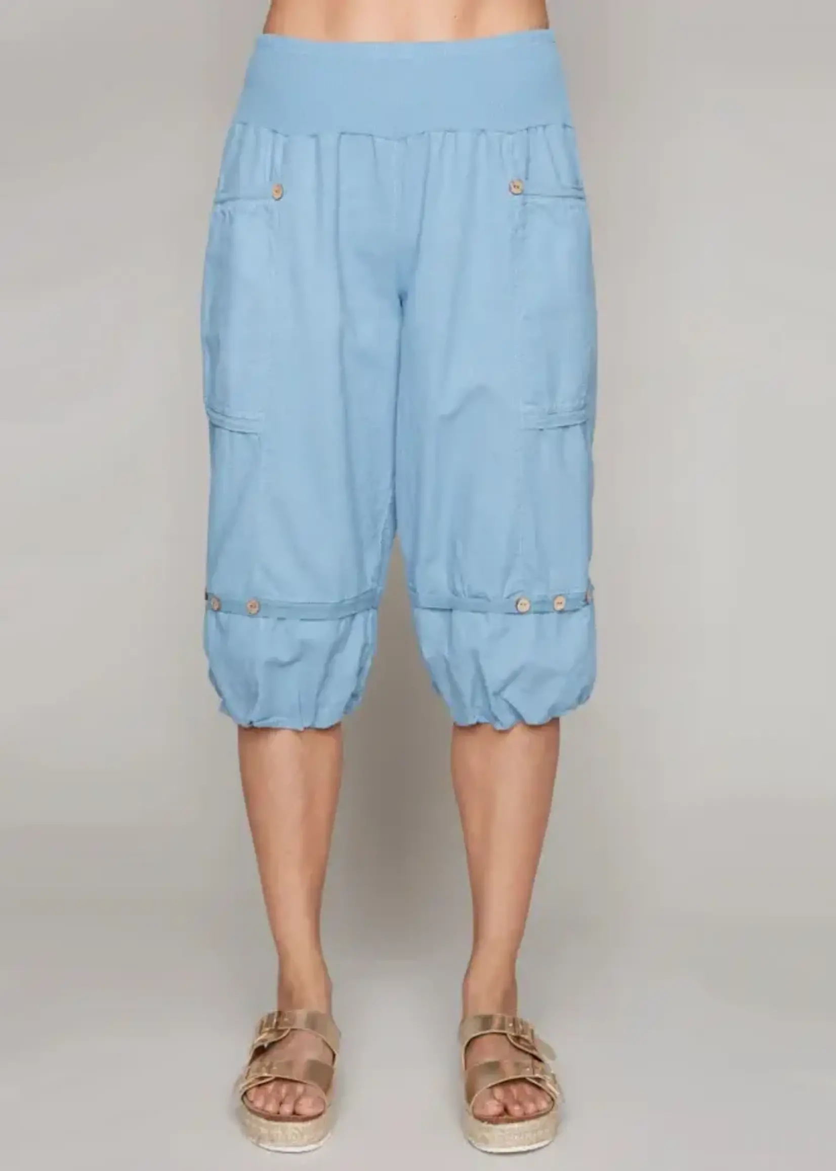 Carre Noir Crop Linen Capri