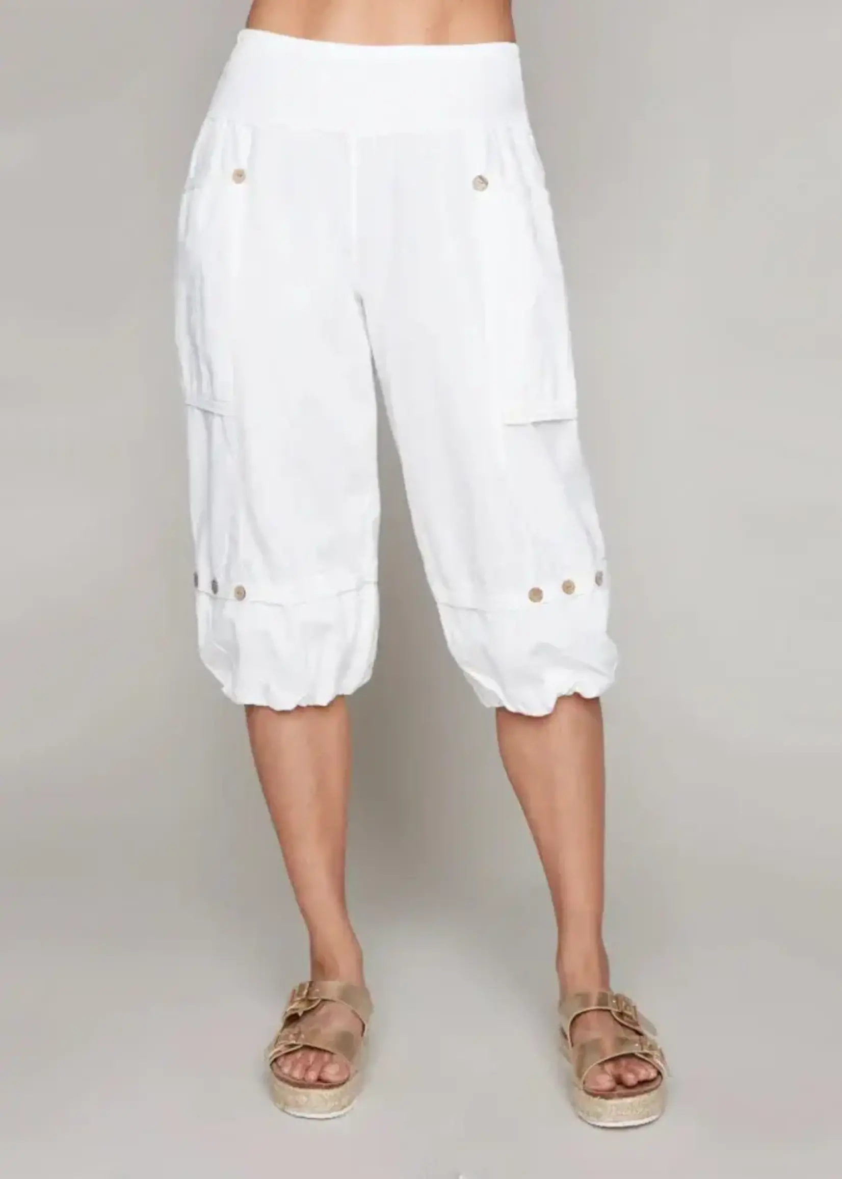 Carre Noir Crop Linen Capri