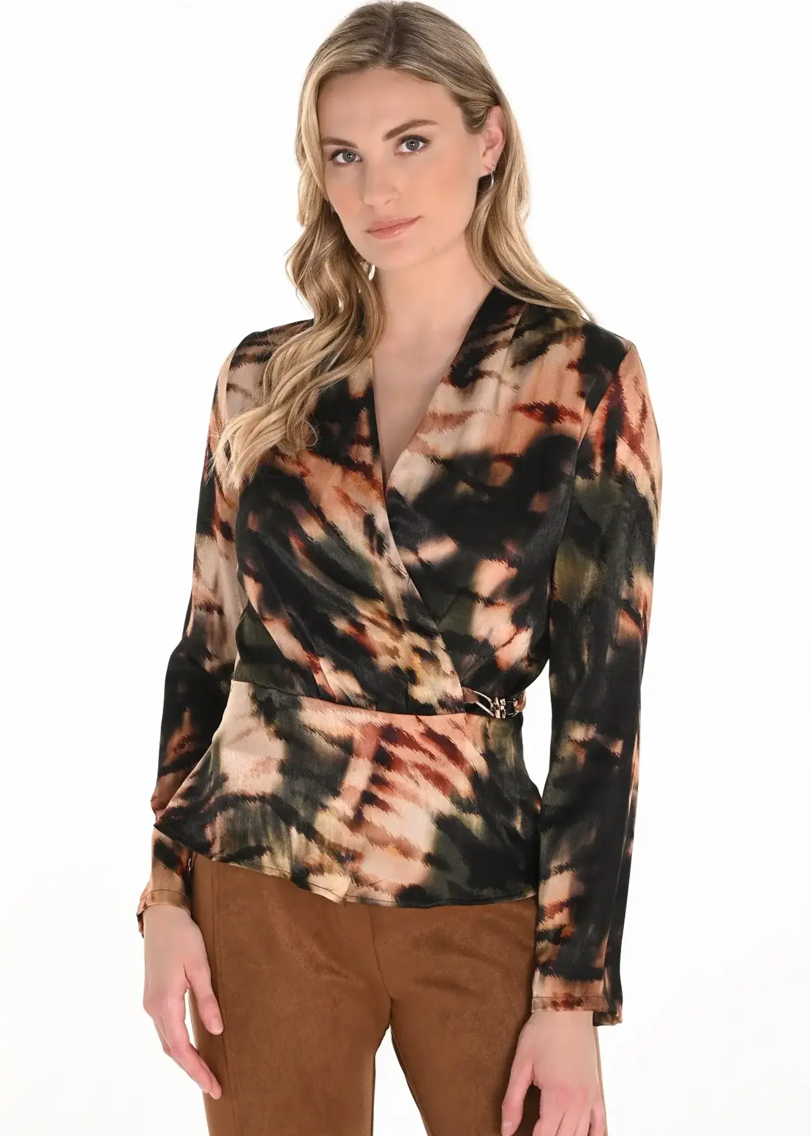 Frank Lyman Cross Front Print Blouse