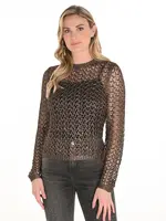 Frank Lyman Open Stitch Sequin Top