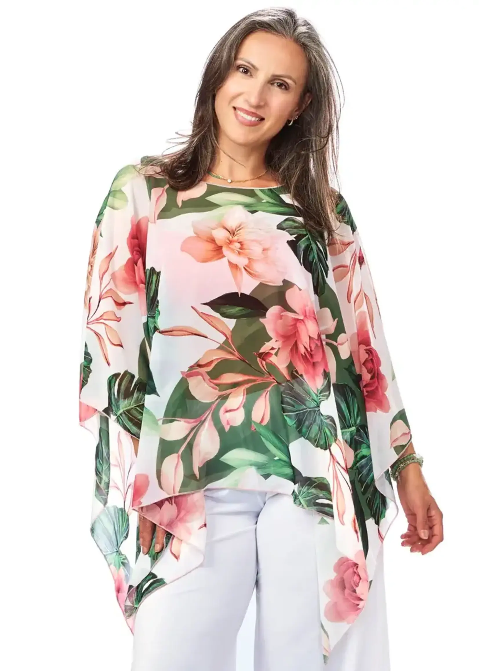 RAPZ Mix Print Sheer Poncho