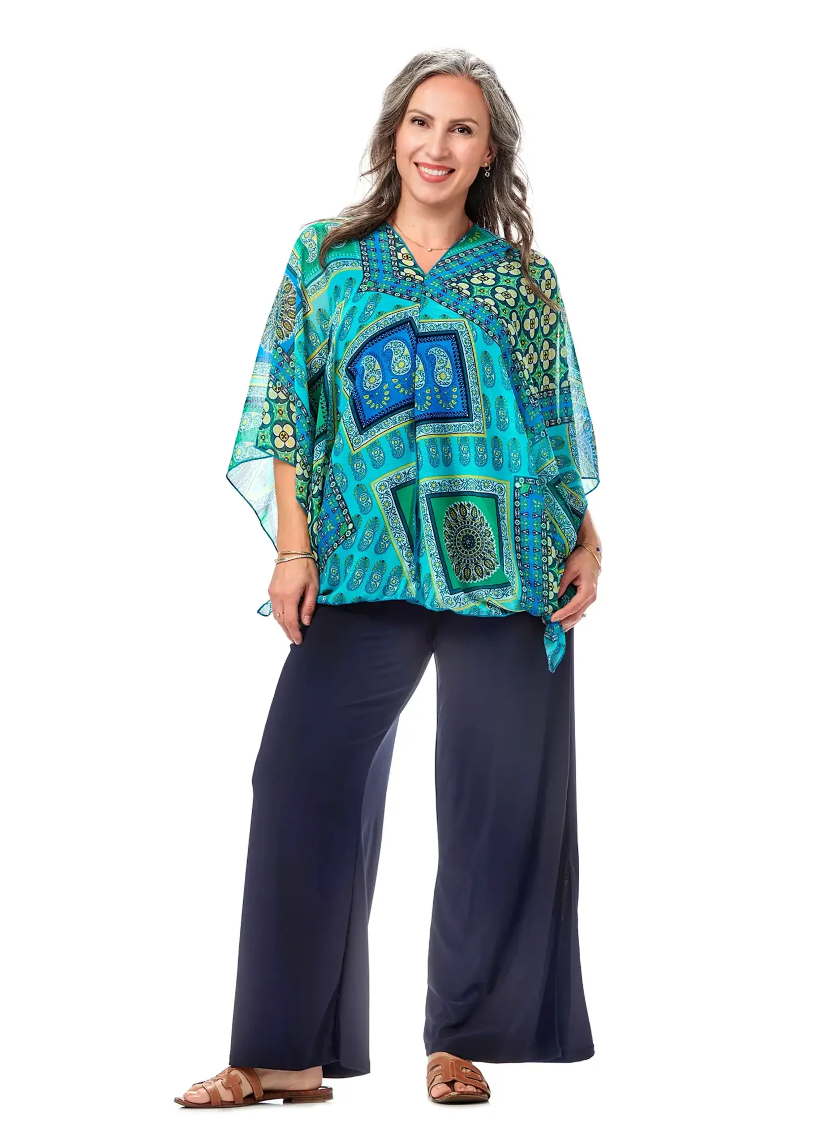 RAPZ Mix Print Sheer Poncho