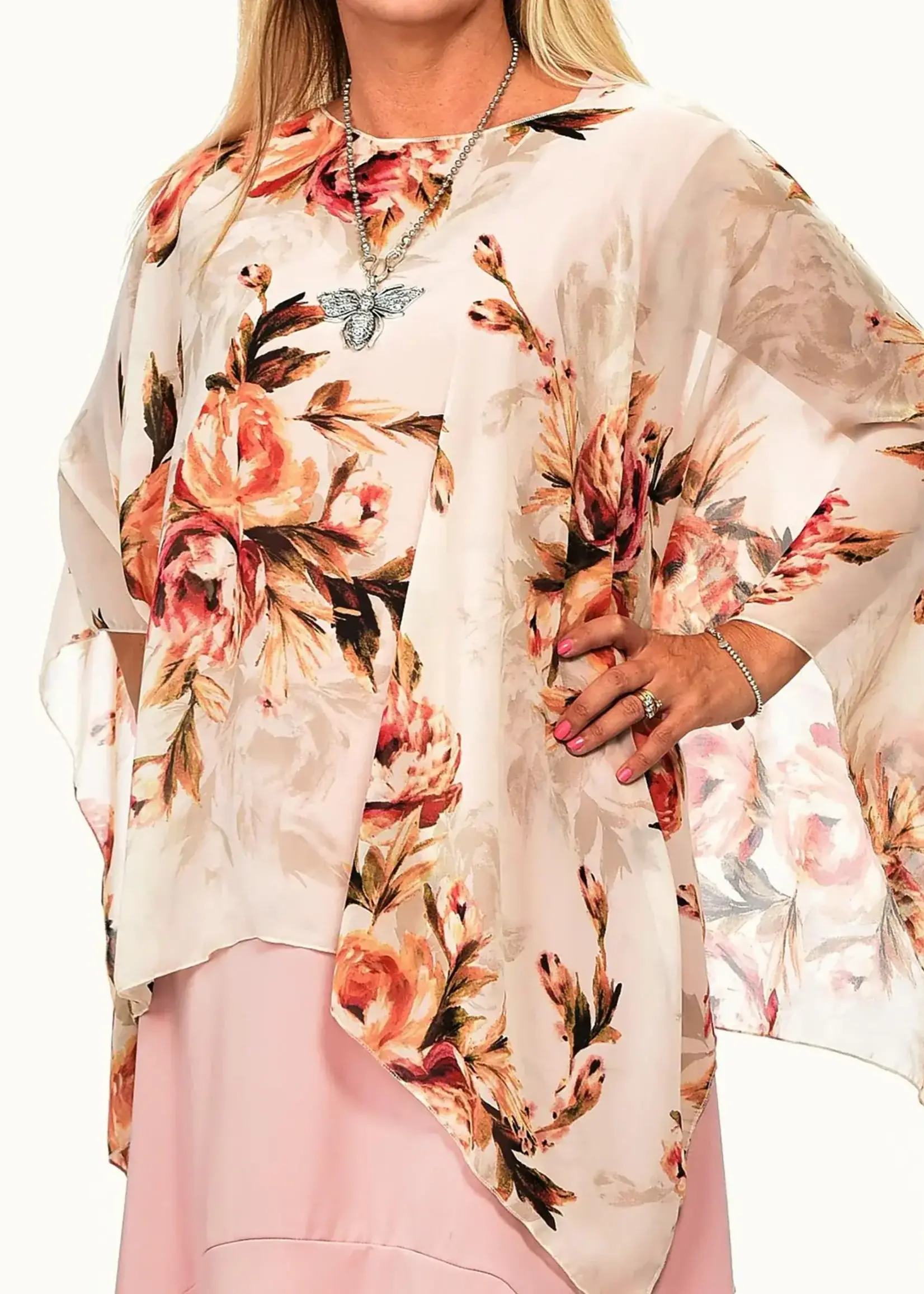 RAPZ Mix Print Sheer Poncho