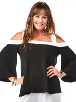 RAPZ Flounce Cold Shoulder Top